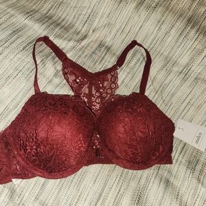 Auden Dark Crimson Push-Up Demi Coverage Racerback Bra 34C NWT